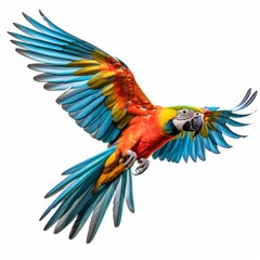 Fototapeta premium Blue and yellow macaw isolated on a white background - Ara ararauna