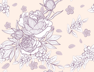 Seamless textile pattern with decorative flowers  