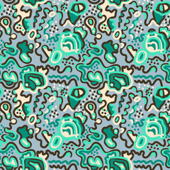 Abstract psychedelic seamless unusual pattern with wave ines 