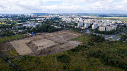 Gorzów Wielkopolski, Walczaka Street from a bird's eye view, a new investment, construction work, site preparation for construction
