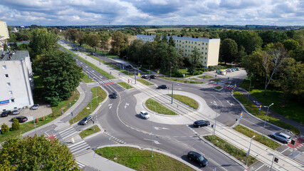 From a bird's-eye view, you can see the Gdyńskie Roundabout in Gorzów Wielkopolsk