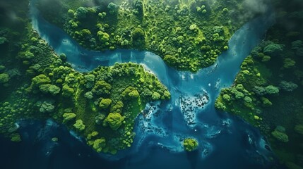 Beautiful green amazon forest landscape. view of a rainforest - obrazy, fototapety, plakaty