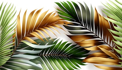 A seamless pattern of coconut palm leaves in shades of green and brown with an overall feeling of relaxation and tranquility white background 8k 