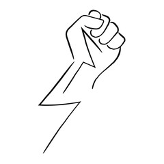 hand drawn power fist line art vector.