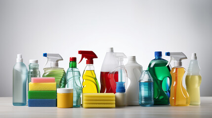 bottles of cleaning liquid - obrazy, fototapety, plakaty