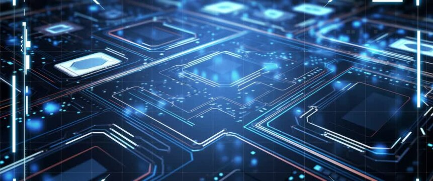 Anamorphic video abstract technological background from a fiber optic glowing beam spreading in the digital space. Data transmission in the futuristic industry. Colorful digitalization process.