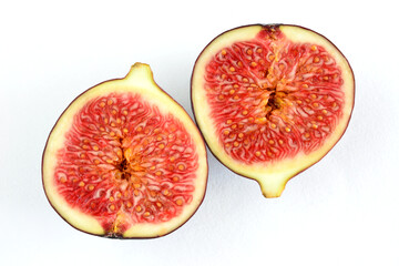 halved fig fruit isolated on the white background close up