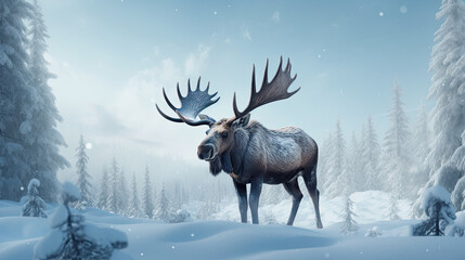 moose in the snow. 