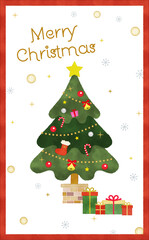 Naklejka na ściany i meble クリスマスツリーのイラストのクリスマスカード