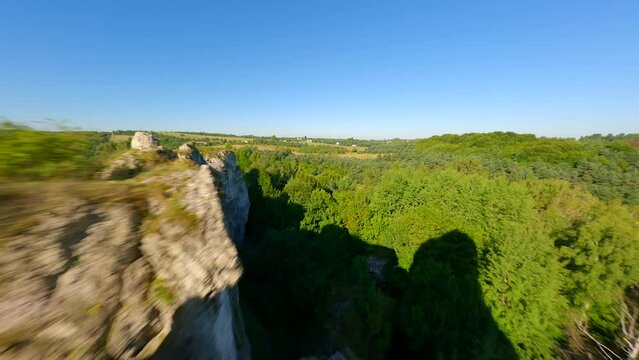 Amazing Jurassic highlands of limestone rocks in Poland by FPV drone.