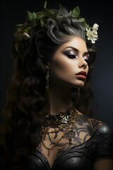 Fototapeta premium AI-generated portrait of a beautiful, confident, and strong goddess of a woman