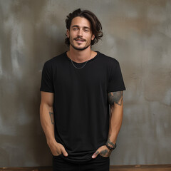 A man in a black shirt