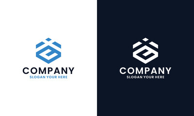 Initial letters C I negative space hexagon shape monogram logo