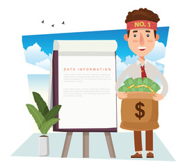 Businessman And White Paper For Text Vector Concept Design