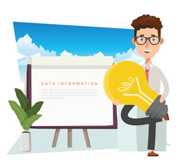 Businessman And White Paper For Text Vector Concept Design