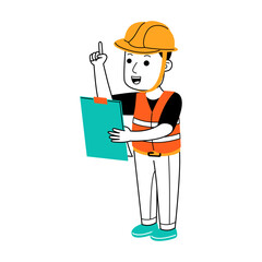 young man builder vector illustration