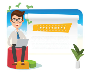 Businessman And White Paper For Text Vector Design