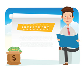 Businessman And White Paper For Text Vector Design