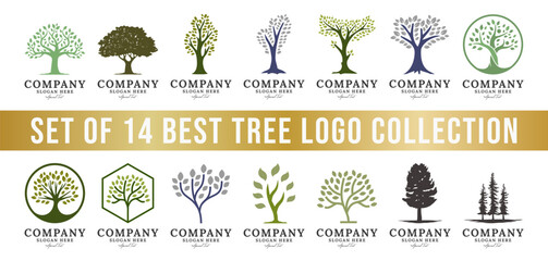 set of tree logo collection, perfect for company logos, business and branding.