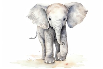 A vibrant watercolor painting of an elegant elephant on a clean white canvas created with Generative AI technology