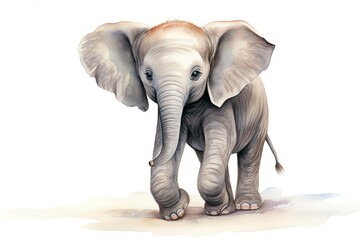 An elephant painting on a white background created with Generative AI technology