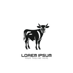 Cow Logo Design Vector Template. Isolated silhouette icon on white background