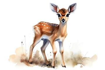 A baby deer standing in the grass created with Generative AI technology