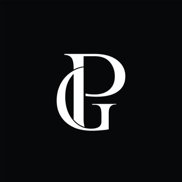 Creative Professional Trendy and Minimal Letter GP PG Logo Design in Black and White Color, Initial Based Alphabet Icon Logo in Editable Vector Format