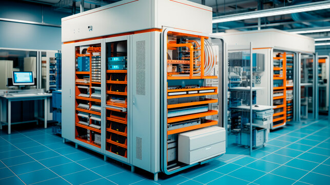 Server room center exchanging cyber datas and connections