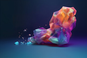 Abstract colorful gradient crystal effect rock background. modern glossy translucent fluid motion waves, fluent style liquid 3D illustration. Generative AI
