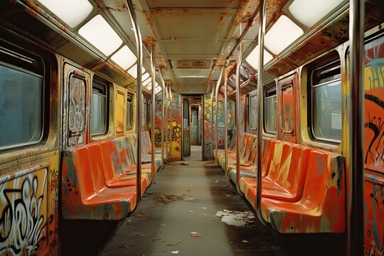 1970s Subway Train Car Interior