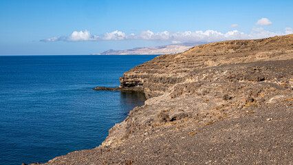 Fototapeta na wymiar Mirador del Salmo in Fuerteventura island from Spain with view to the Plaza Kolo Wydmy