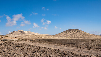 Mirador del Salmo in Fuerteventura island from Spain with view to the Plaza Kolo Wydmy