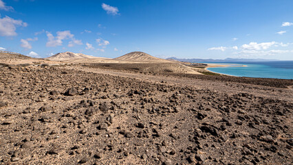Mirador del Salmo in Fuerteventura island from Spain with view to the Plaza Kolo Wydmy