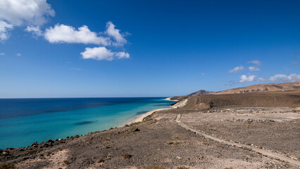 Mirador del Salmo in Fuerteventura island from Spain with view to the Plaza Kolo Wydmy