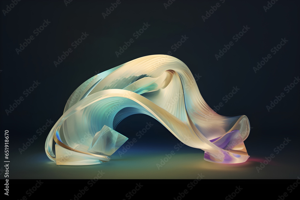 Poster Abstract colorful gradient translucent wave background. modern glossy colorful translucent fluid motion waves, fluent style liquid cloth 3D illustration. Generative AI
