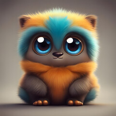 Fototapeta premium cute little monster smooth skin soft fur bright eyes