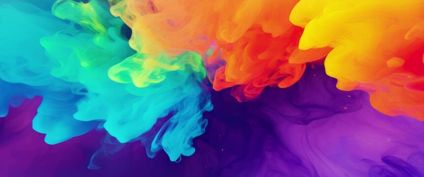 Anamorphic video abstract colorful particles motion 3d animation.