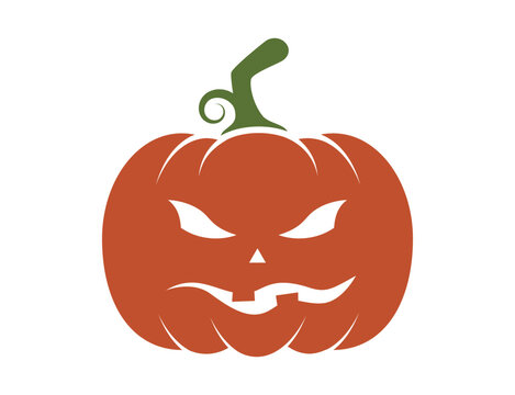 angry halloween pumpkin icon. autumn symbol. vector color image