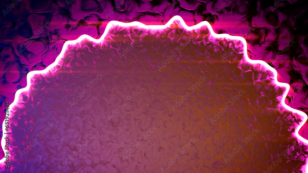 Poster colorful scintillant curved figures on crimson background - abstract 3D rendering