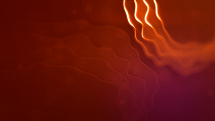 warm red - orange agleam curved figures - abstract 3D rendering