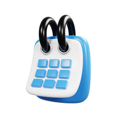 3d rendering calendar icon with cartoon style. Work planning icon concept