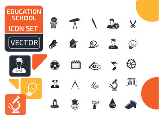 Education And Learning Vector Icon Set Design
