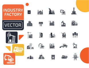 Industry And Energy Vector Icon Set Design