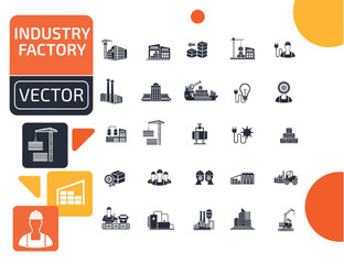 Industry And Factory Vector Icon Set Design