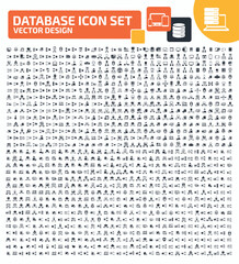 Database And Network Vector Icon Set Design