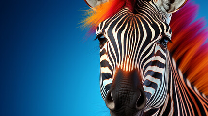 Fototapeta na wymiar Zebra with colorful stripes HD 8K wallpaper Stock Photographic Image