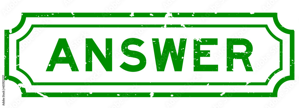 Poster Grunge green answer word rubber seal stamp on white background