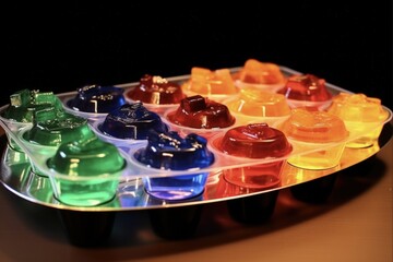 Colorful Jello Shots - Boozy Treats for Your Next Party on a Colorful Tray at the Bar - obrazy, fototapety, plakaty