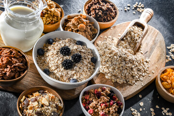 Composition with different sorts of breakfast cereal products